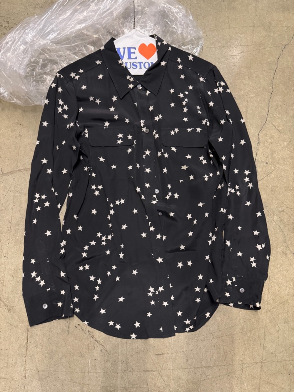 Equipment Black Star Print Button-Up Blouse